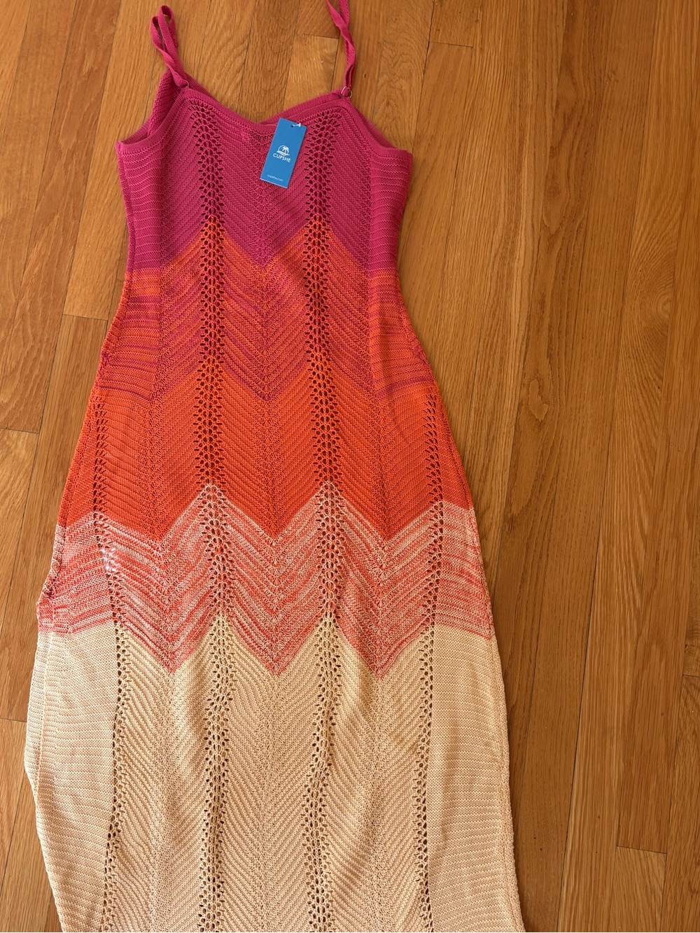 Cupshe Pink, Orange & Cream Ombre Knit Maxi Dress